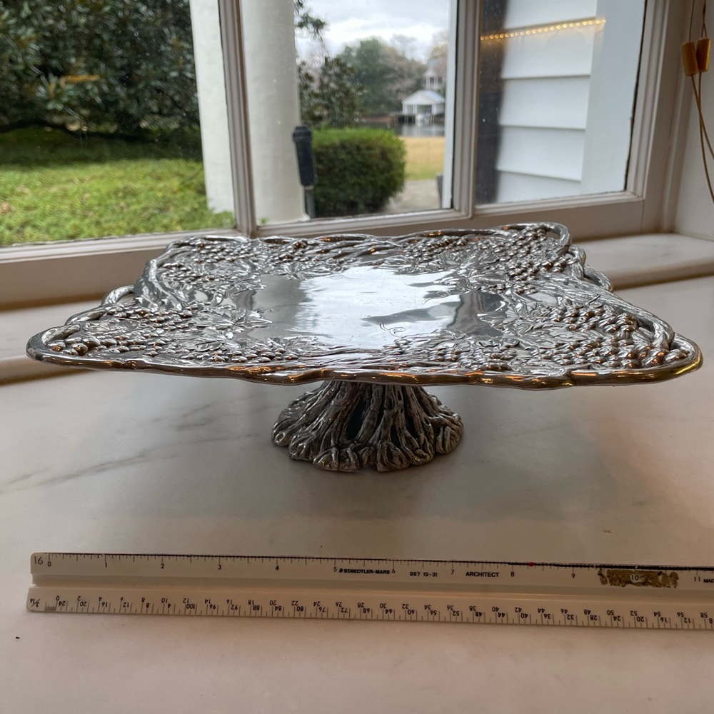 Arthur Court Grapes Aluminum Cake Stand